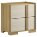 CoasterEveryday Hyland 5-piece Eastern King bedroom furniture set in natural finish, includes bed frame, dresser, and nightstands.