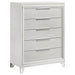 White Marmore 5-piece California King bedroom set by CoasterEveryday with a modern headboard and matching furniture pieces.