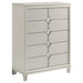 Olivia 5-piece California King bedroom set by CoasterEveryday with pearl white finish, includes bed frame, nightstands, and dresser.