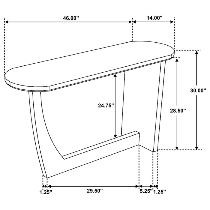 Fletcher oval solid mango wood entryway console table in brown with sleek design and sturdy construction.