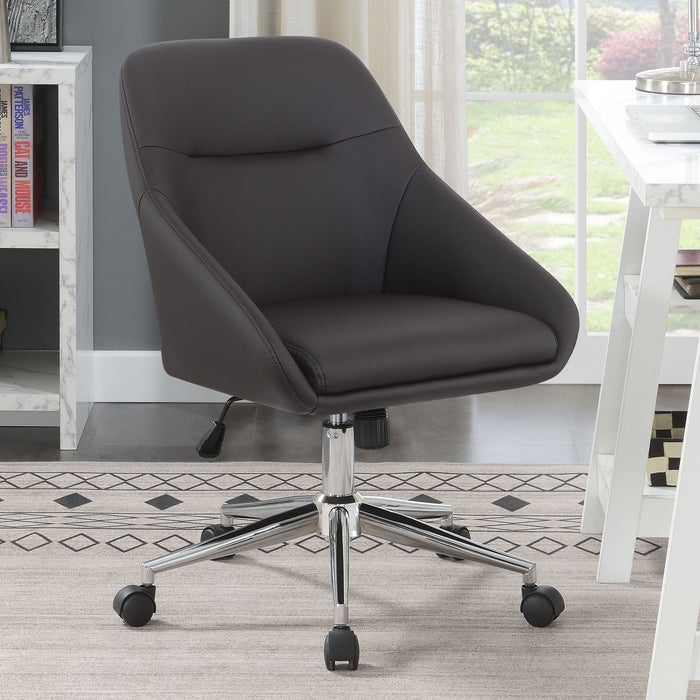 Brown Jackman upholstered adjustable home office desk chair with padded seat and backrest, featuring a modern CoasterEveryday furniture design.