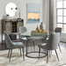 Gunmetal round metal dining table base by CoasterEveryday, showcasing a sturdy, modern furniture design with a sleek finish.