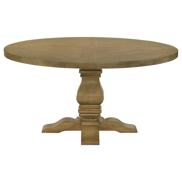 Rustic honey 5-piece round dining table set by CoasterEveryday, featuring a sturdy wooden design with matching chairs.