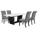 CoasterEveryday Sherry 5-piece rectangular dining table set with grey marble tops and matching chairs, modern furniture for dining room.