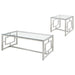 CoasterEveryday Merced 2-piece rectangular coffee and end table set with nickel finish, showcasing modern furniture design