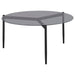 Grey Rosalie 2-piece round coffee and end table set by CoasterEveryday, featuring modern furniture design and sleek round tabletops.