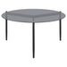 CoasterEveryday Rosalie 2-piece round coffee and end table set in grey, featuring modern furniture design with smooth surfaces.
