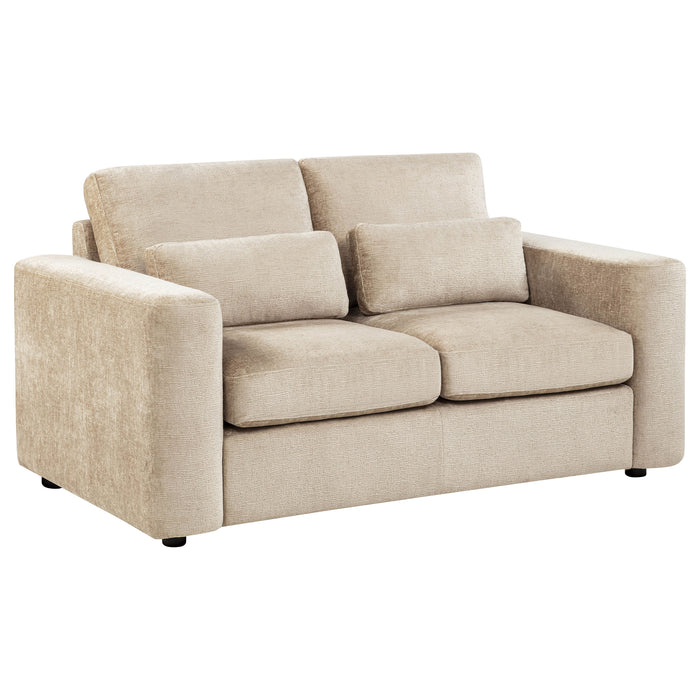 Amador 2-piece Chenille Upholstered Track Arm Sofa Set Camel