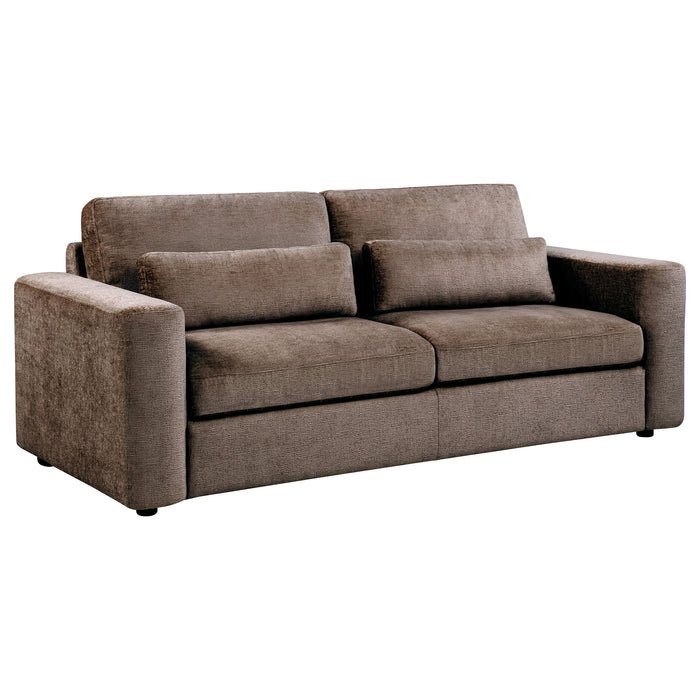 Amador 3-piece Chenille Upholstered Track Arm Sofa Set Chocolate