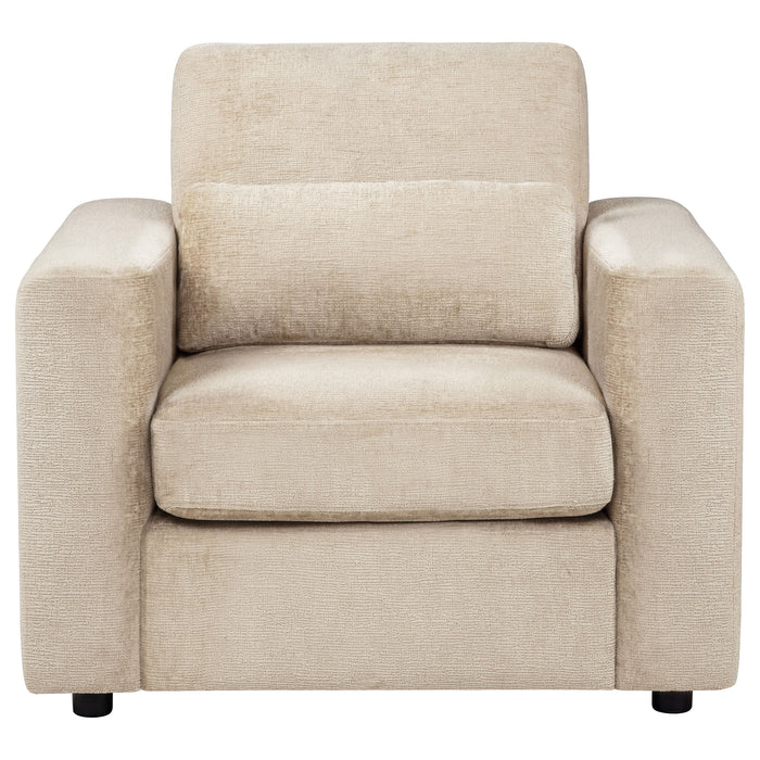 Amador Chenille Upholstered Track Arm Accent Chair Camel