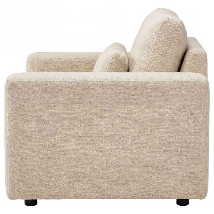 Amador Chenille Upholstered Track Arm Accent Chair Camel