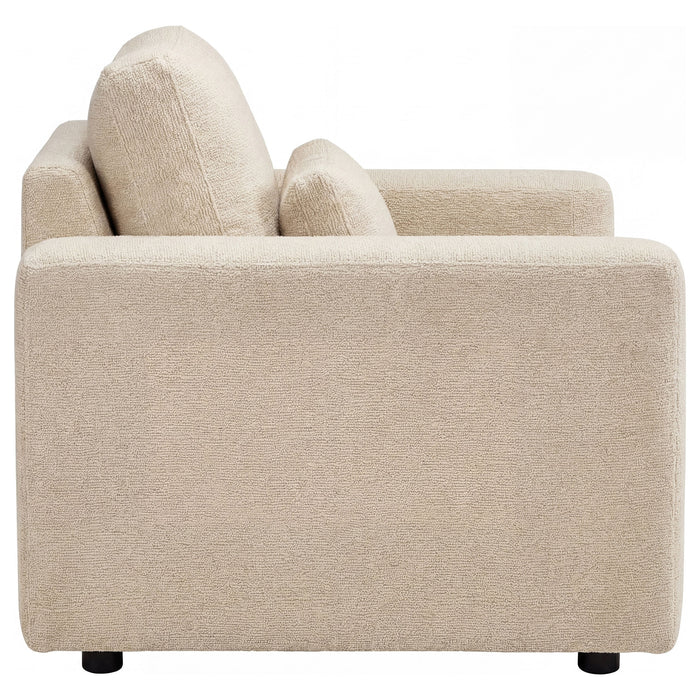 Amador Chenille Upholstered Track Arm Accent Chair Camel
