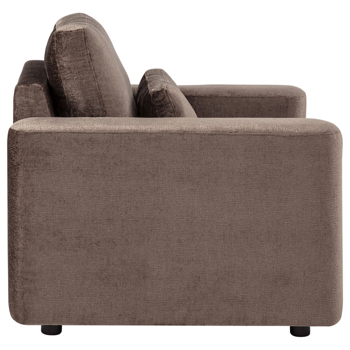 Amador Chenille Upholstered Track Arm Accent Chair Chocolate