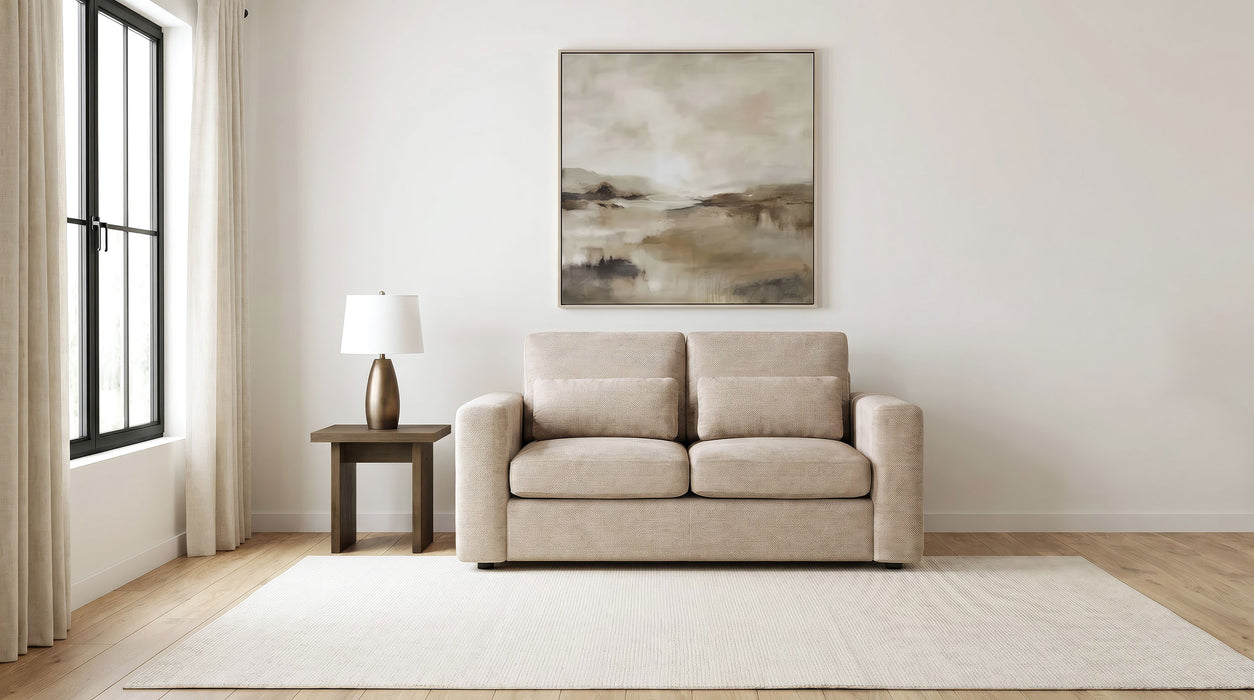 Amador Chenille Upholstered Track Arm Loveseat Camel