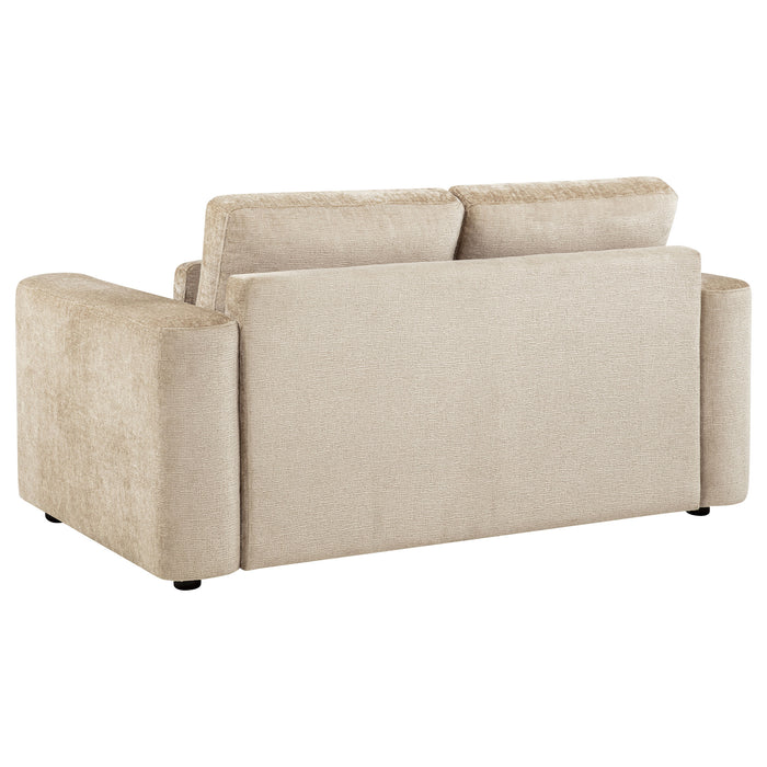 Amador Chenille Upholstered Track Arm Loveseat Camel