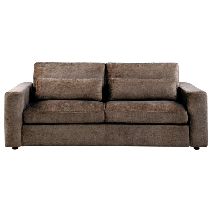 Amador Chenille Upholstered Track Arm Sofa Chocolate