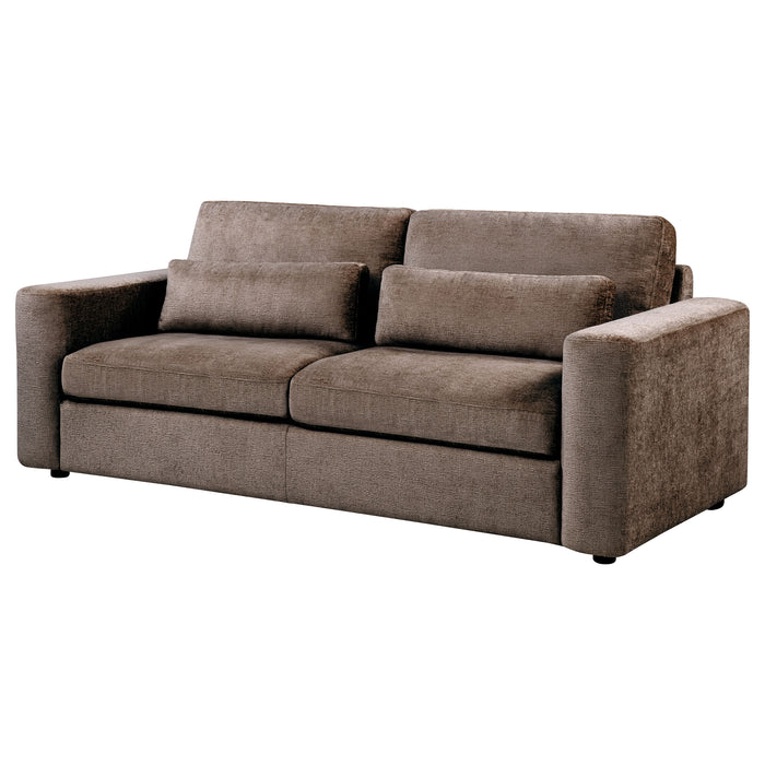Amador Chenille Upholstered Track Arm Sofa Chocolate