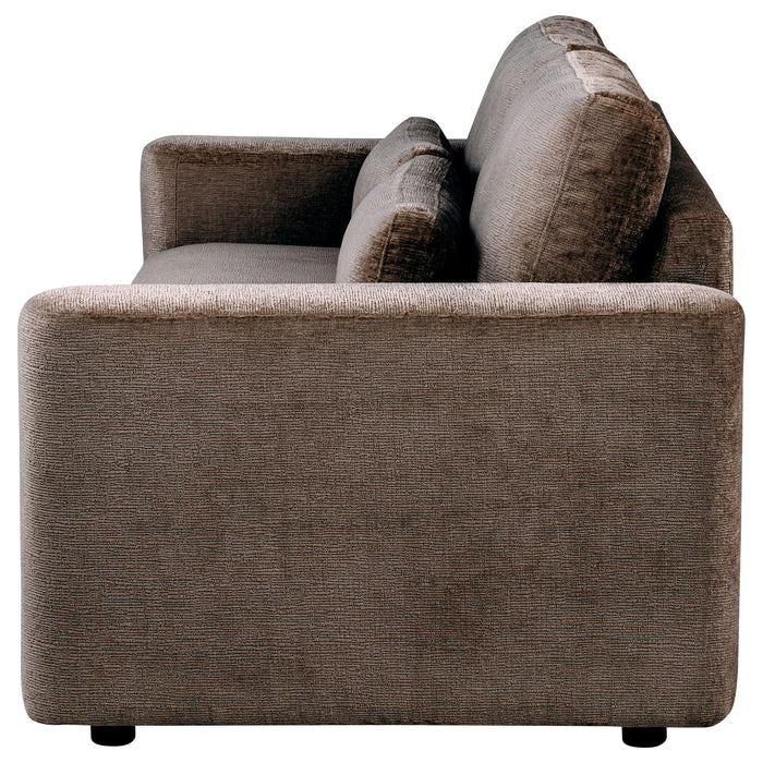 Amador Chenille Upholstered Track Arm Sofa Chocolate