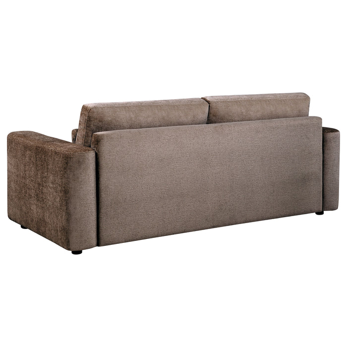 Amador Chenille Upholstered Track Arm Sofa Chocolate