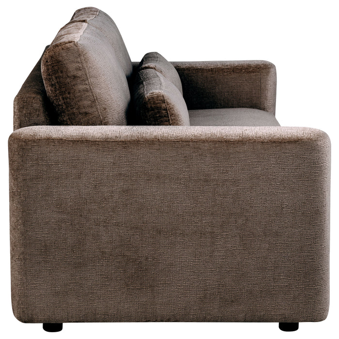 Amador Chenille Upholstered Track Arm Sofa Chocolate