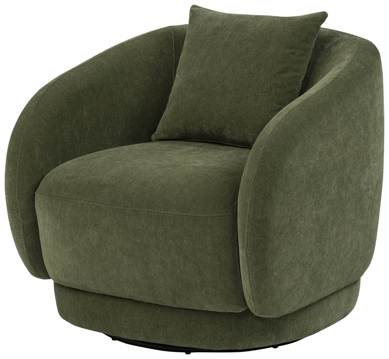 Arnaud Chenille Upholstered Swivel Accent Chair Green