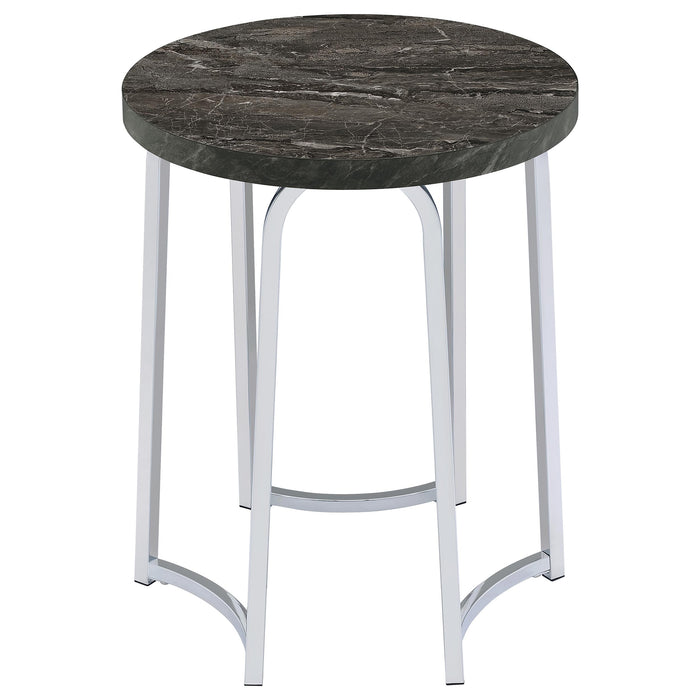 Barcelo Round Faux Marble Top Metal Side Table Grey