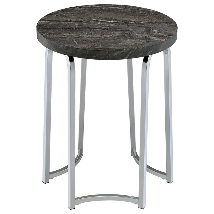 Barcelo Round Faux Marble Top Metal Side Table Grey