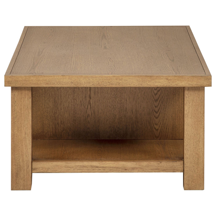 Beasley 2-Drawer Wood Coffee Table Golden Oak