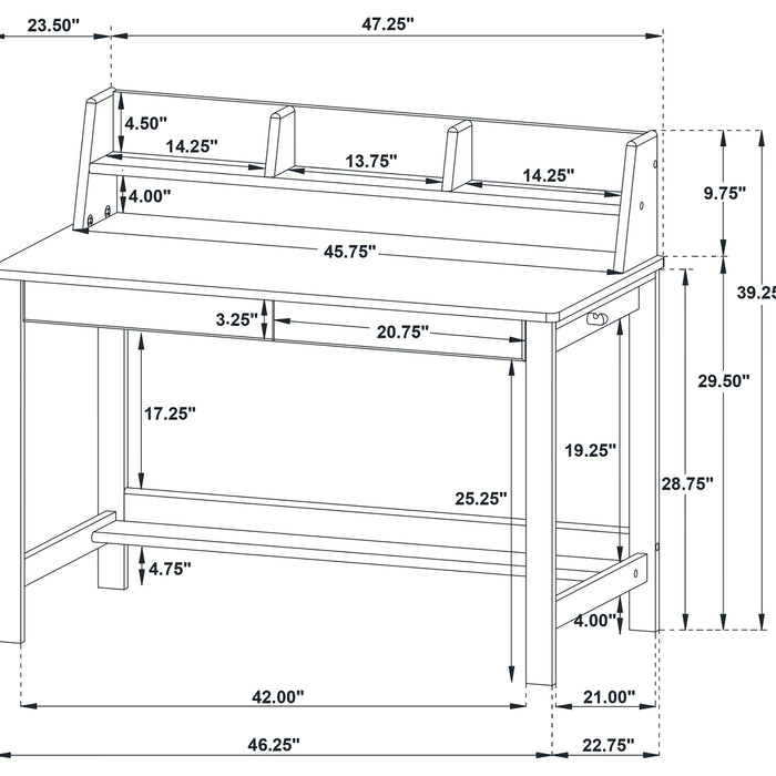 Besler 47-inch SmartTop Writing Desk with Shelf Grey Stone and Black