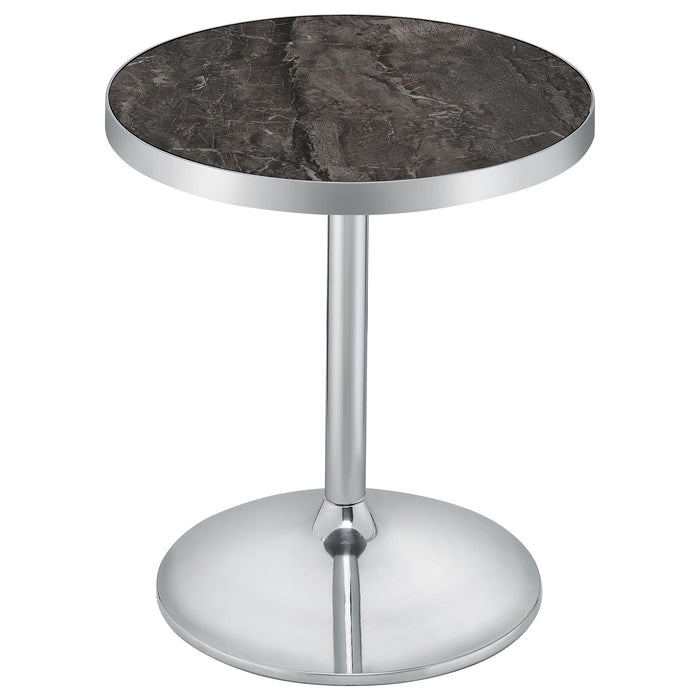 Cazen Round Faux Marble Top Pedestal Side Table Grey