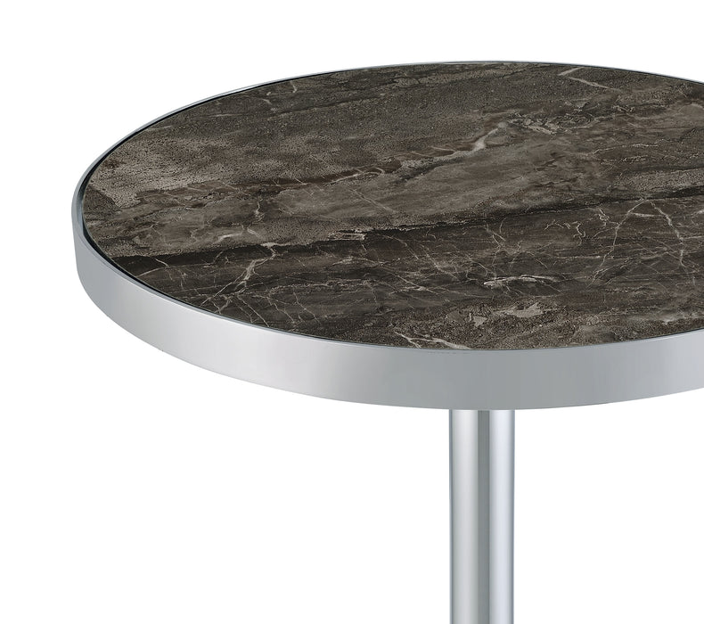 Cazen Round Faux Marble Top Pedestal Side Table Grey