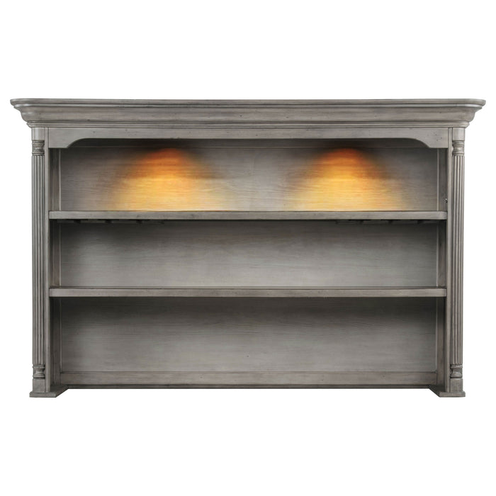 Cresswell 2-tier Touch Light Hutch Display Cabinet Weathered Taupe