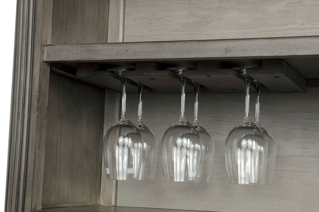 Cresswell 2-tier Touch Light Hutch Display Cabinet Weathered Taupe