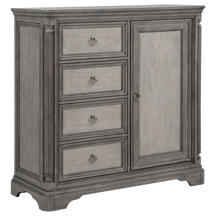 Cresswell 4-drawer Door Chest with Hidden Storage Weathered Taupe