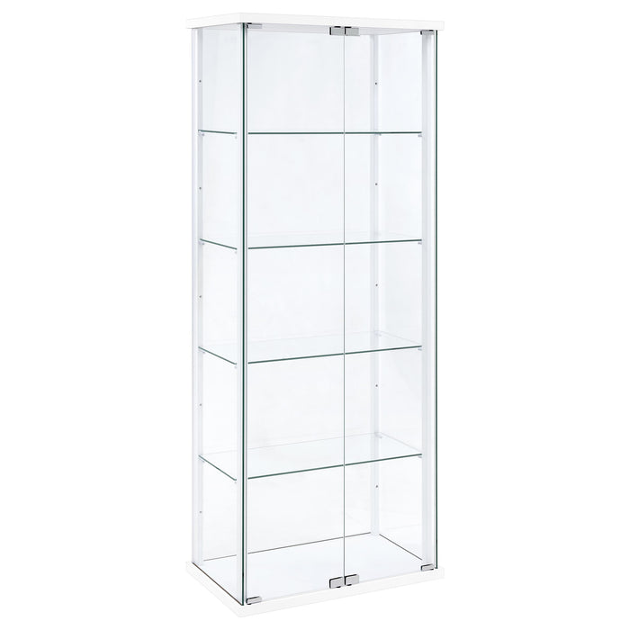 Delphinium 4-Shelf Clear Glass Curio Display Cabinet White