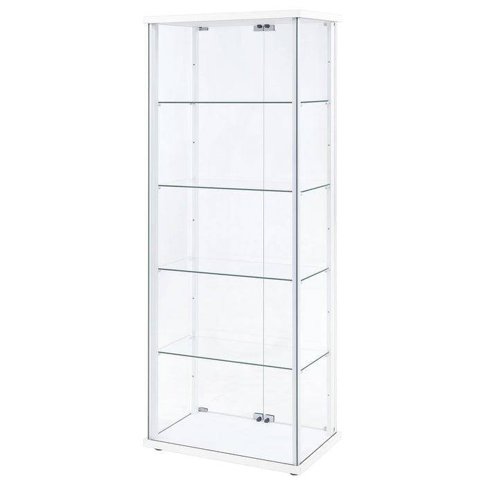 Delphinium 4-Shelf Clear Glass Curio Display Cabinet White