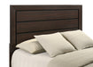Dark cocoa Kauffman 4-piece Eastern King bedroom furniture set by CoasterEveryday, including bed frame, nightstands, and dresser.