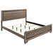 Kauffman Wood Eastern King Panel Bed in washed taupe finish, showcasing its elegant wooden design and paneled headboard.