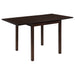 CoasterEveryday Kelso 3-piece drop leaf dining table set with cappuccino and tan finishes, featuring a stylish wooden design.