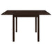 Kelso 3-piece drop leaf dining table set by CoasterEveryday with cappuccino and tan finish, showing the table's drop leaves and sturdy legs.