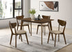 Rectangular 47-inch wood dining table in chestnut finish by CoasterEveryday, showcasing smooth surface and sturdy legs.