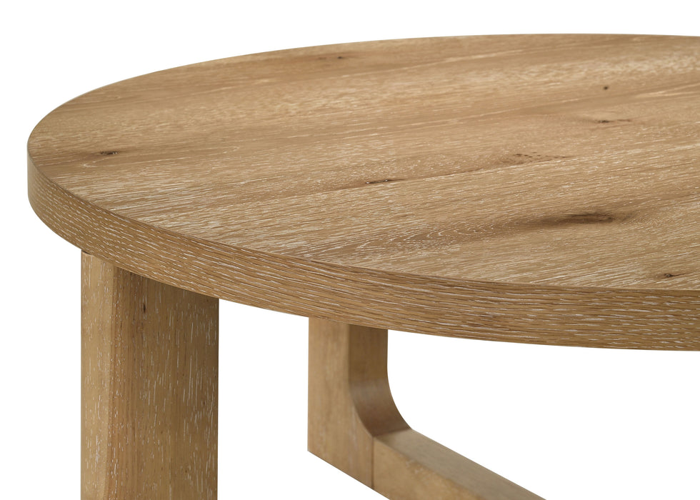 Kessler 3-piece Round Sculptural Wood Coffee Table Set Light Oak