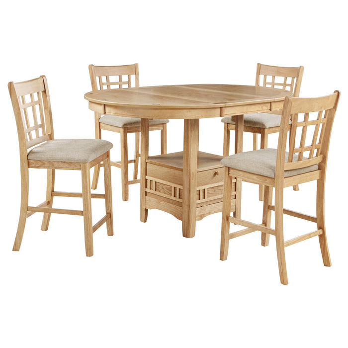 Lavon 5-piece Oval Counter Height Extension Dining Set Light Oak