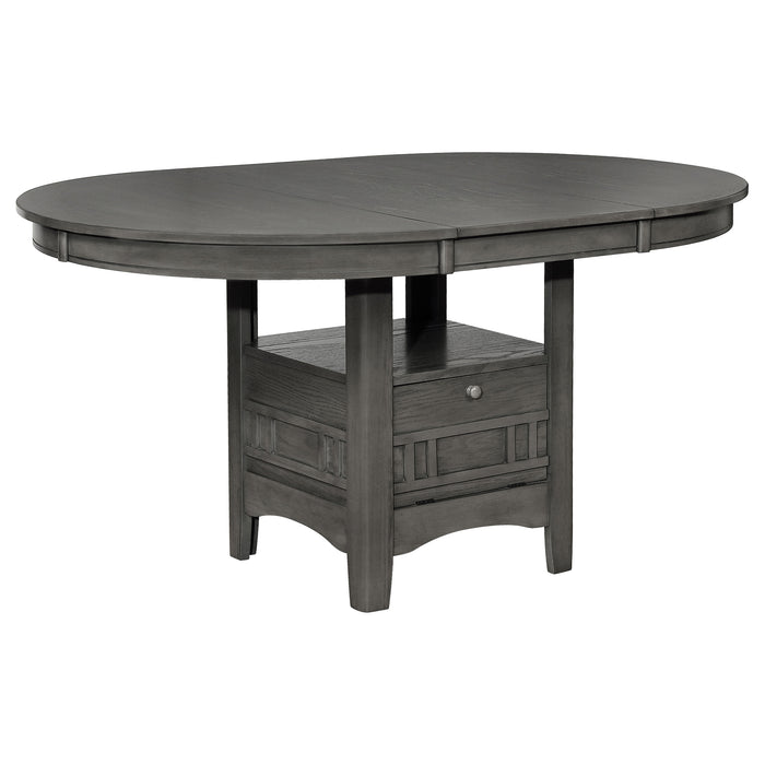 Medium grey Lavon Oval 60-inch wood extension leaf dining table by CoasterEveryday, showcasing the smooth oval surface and sturdy legs.