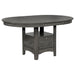 Medium grey Lavon Oval 60-inch wood extension leaf dining table by CoasterEveryday, showcasing the smooth oval surface and sturdy legs.