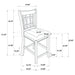 Set of two CoasterEveryday Lavon wood counter height dining chairs in black and espresso with wooden legs.