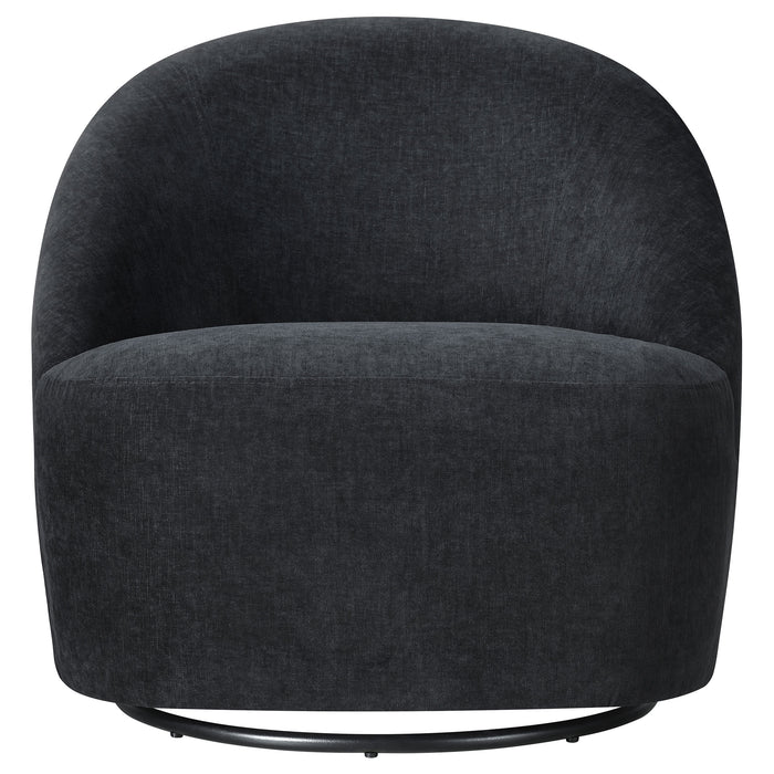 Leon Chenille Upholstered Swivel Accent Chair Black