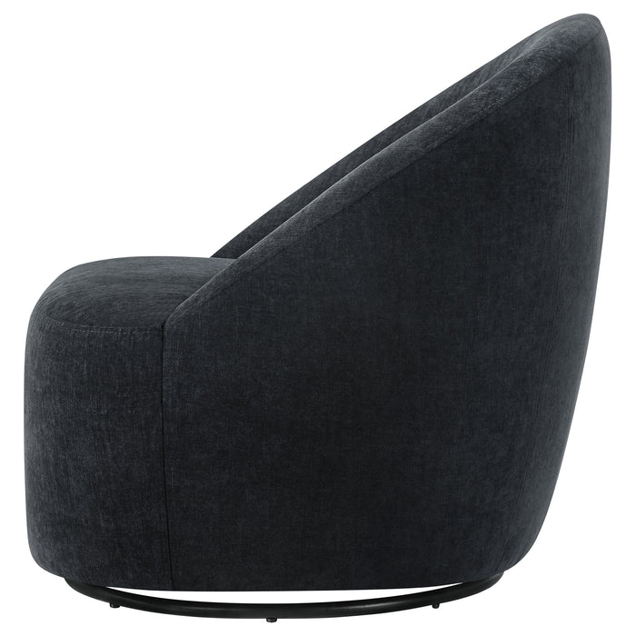 Leon Chenille Upholstered Swivel Accent Chair Black