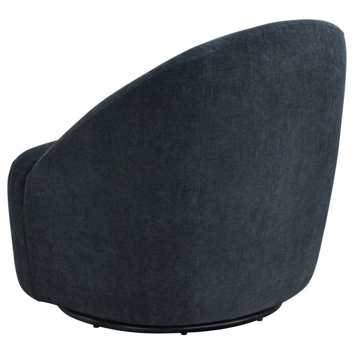 Leon Chenille Upholstered Swivel Accent Chair Black