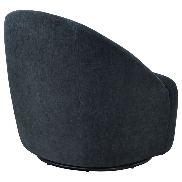 Leon Chenille Upholstered Swivel Accent Chair Black